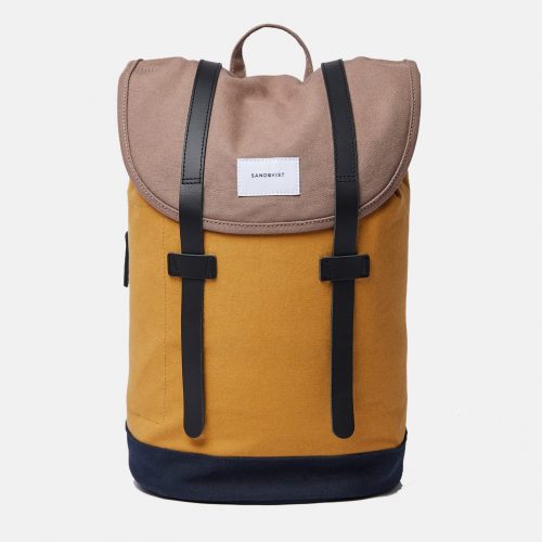 Sandqvist Stig Backpack Brown Yellow Navy SEIKK Rucksack UK